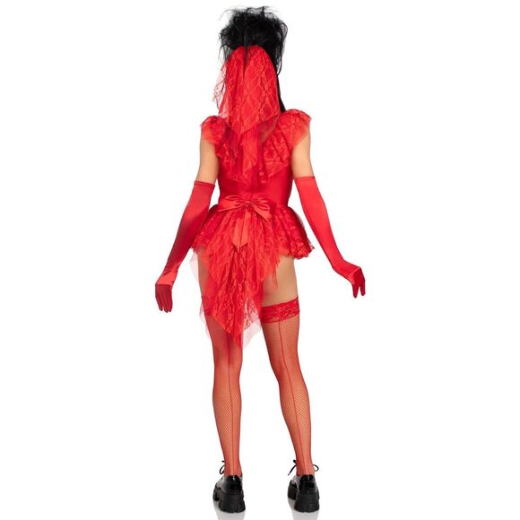 Leg Avenue 3 PIECE BEETLE BABE COSTUME red Olivia XL Beetlejuice - Picture 2 of 6